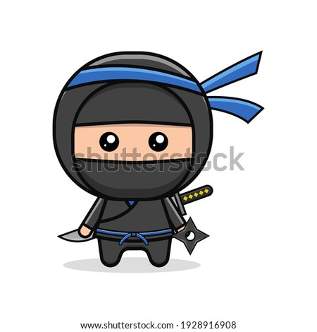 Kawaii illustration ninja vector graphics