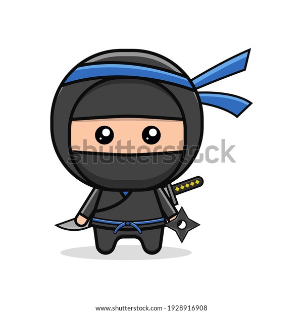 Kawaii Illustration Ninja Vector Graphics Stock Vector (Royalty Free ...