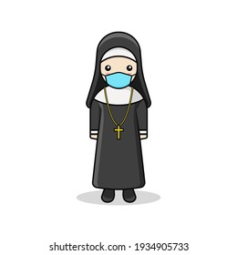 Kawaii illustration Nun vector graphics