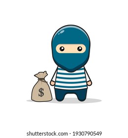 Kawaii illustration robber vector graphics