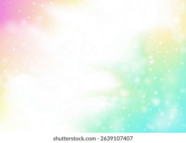 Kawaii Invitation. Pink Girl Hologram. Fairy Background. Fairytale Pastel Effect. Purple Girlish Pattern. Blue Magical Gradient. Unicorn Glitter. Neon Kawaii Invitation.
