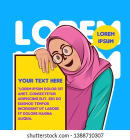 kawaii islamic woman character cartoon 