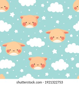 Kawaii japanese character pattern, cute pocket monster vector illustration, animal cartoon background