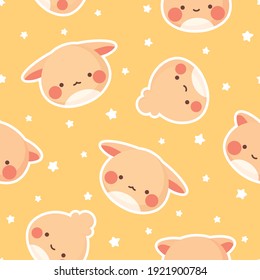 Kawaii japanese character pattern, cute pocket monster vector illustration, animal cartoon background