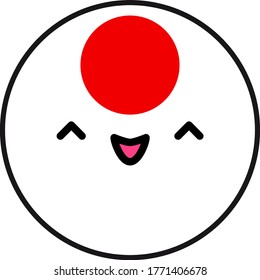 Kawaii Japanese flag smile. Flat style. Cute cartoon isolated fun design emoticon face. Vector art anime illustration for celebration holiday decoration element. Business card with template icon.