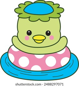 
Kawaii japanese mythology Kappa sticker cute.
Cute kappa mascot ghost japanese.
Kappa is swimming in the river.