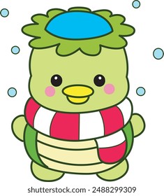 
Kawaii japanese mythology Kappa sticker cute.
Cute kappa mascot ghost japanese.
Kappa wearing a scarf in the winter.