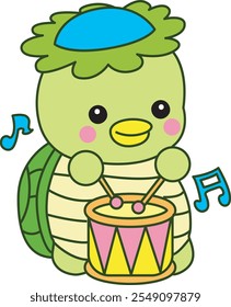 Kawaii japanese mythology Kappa sticker cute.
Cute kappa mascot ghost japanese. Kappa playing a drum carnival