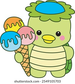 Kawaii japanese mythology Kappa sticker cute.
Cute kappa mascot ghost japanese. Kappa bring a three scoop of ice cream