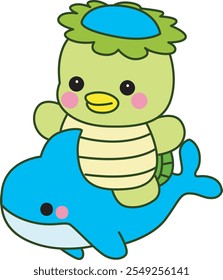 Mitologia japonesa kawaii Kappa adesivo bonito.
Fantástico mascote kappa japonês fantasma. Kappa montando um tubarão