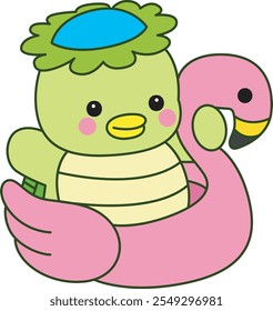 Mitologia japonesa kawaii Kappa adesivo bonito.
Fantástico mascote kappa japonês fantasma. Kappa com pneu flamingo