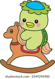 Mitologia japonesa kawaii Kappa adesivo bonito.
Fantástico mascote kappa japonês fantasma. Kappa com cavalo rochoso