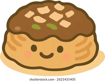 Kawaii japonês panqueca okonomiyaki Ilustração