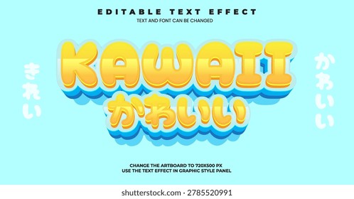 Kawaii Japanese Text Effect  Cute Pastel Editable Vector