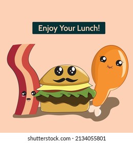 kawaii junk food cartoon illustration