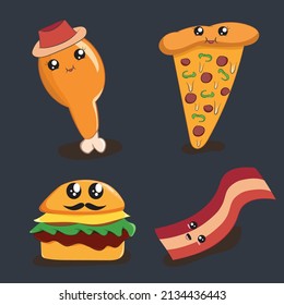 kawaii junk food cartoon illustration