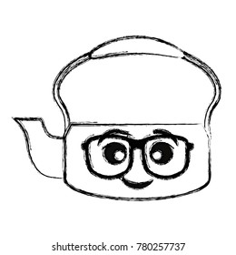 kawaii kettle with glasses