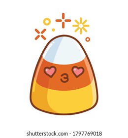 kawaii kissing halloween candy corn candy cartoon isolated on white background