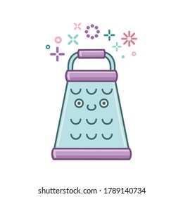kawaii kitchen cheese grater icon cartoon illustration isolated on white background