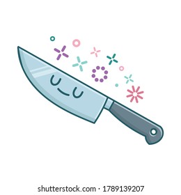 kawaii kitchen knife icon cartoon illustration isolated on white background