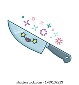 kawaii kitchen knife icon cartoon illustration isolated on white background
