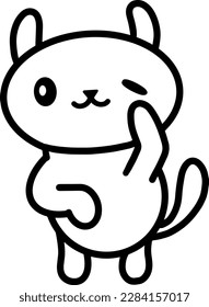 Kawaii kitten vector linear illustration