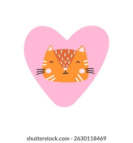 Kawaii kittens face in flower. Cute vector for clip art, printable stickers, and digital pet illustrations