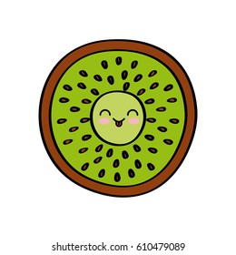 kawaii kiwi fruit icon over white background. colorful design. vector illustration