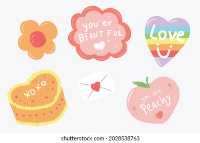 kawaii Korean sticker vector illustration