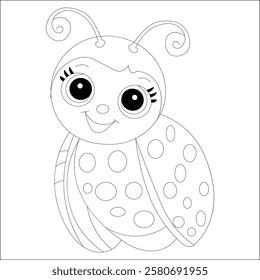 Kawaii Ladybug Hand Draw Bug Coloring Page