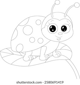 Kawaii Ladybug Line Draw Bug Coloring Page