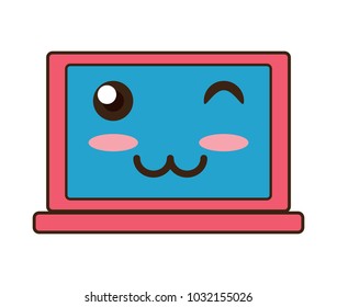 kawaii laptop computer icon