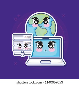 kawaii laptop computer icon