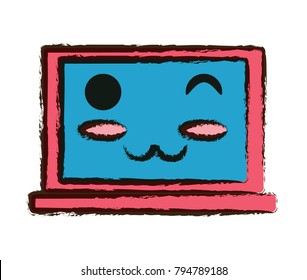 kawaii laptop computer icon