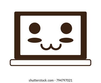 kawaii laptop computer icon