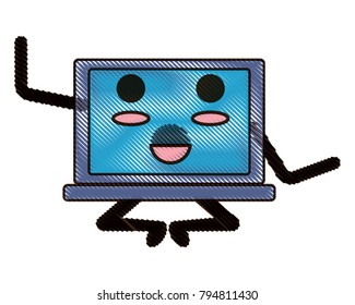 kawaii laptop computer icon