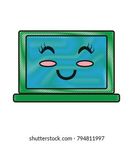 kawaii laptop computer icon