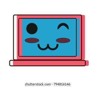 kawaii laptop computer icon