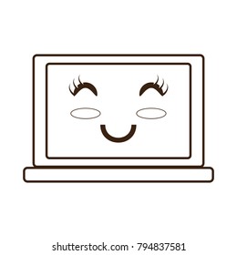 Kawaii Laptop Computer Icon Stock Vector (Royalty Free) 794837581 ...