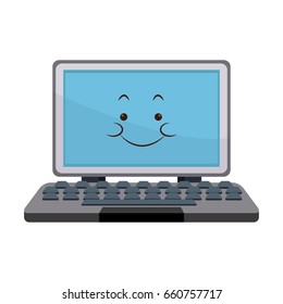 kawaii laptop computer technology cartoon