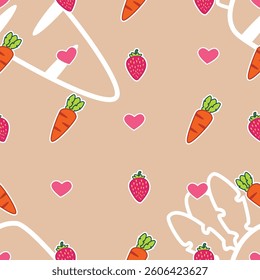 Kawaii Large Carrot Seamless Pattern