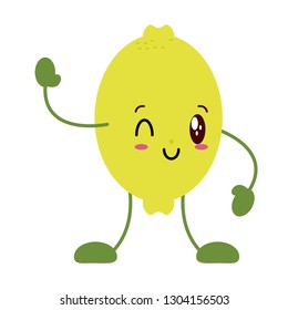 kawaii lemon cartoon character