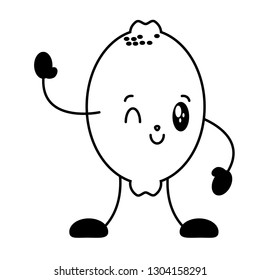 kawaii lemon cartoon character