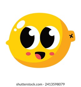 Kawaii lemon cartoon icon. vector illustration.