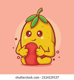 kawaii lemon character mascot holding love heart sign isolated cartoon in flat style design. great resource for icon,symbol, logo, sticker,banner.