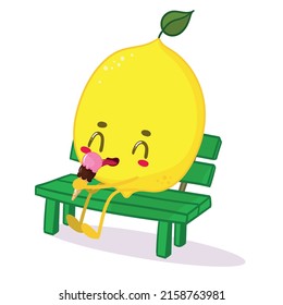Kawaii lemon character for summer stickers