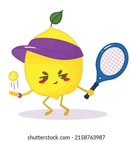 Kawaii lemon character for summer stickers