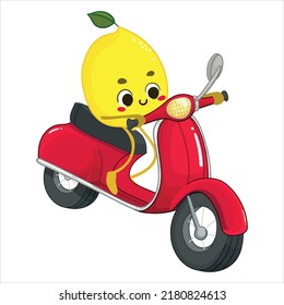 Kawaii lemon character for summer stickers