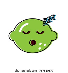 kawaii lemon citrus fruit cartoon face
