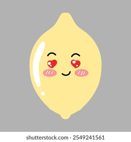 kawaii lemon design. Tomato Icon, Logo, Vector Illustration in Kawaii Style